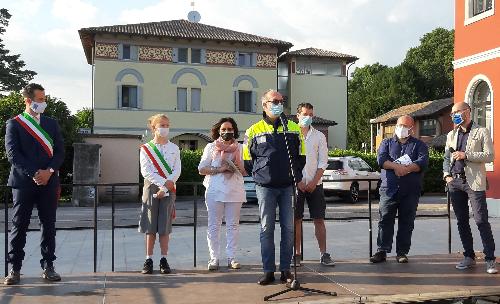 Il Vicegovernatore Riccardo Riccardi interviene alla cerimonia di inaugurazione del murale